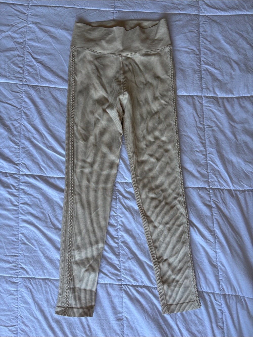 Aerie Offline Ribbed High-Waist Leggings in Beige